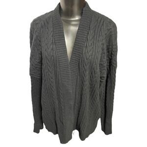XL Cyrus Cable Knit Open Cardigan Sweater Black Womens